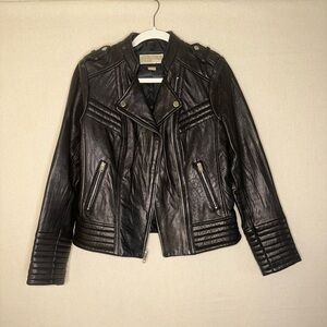MICHAEL Michael Kors Quilted Black 100% Leather Jacket Size Medium